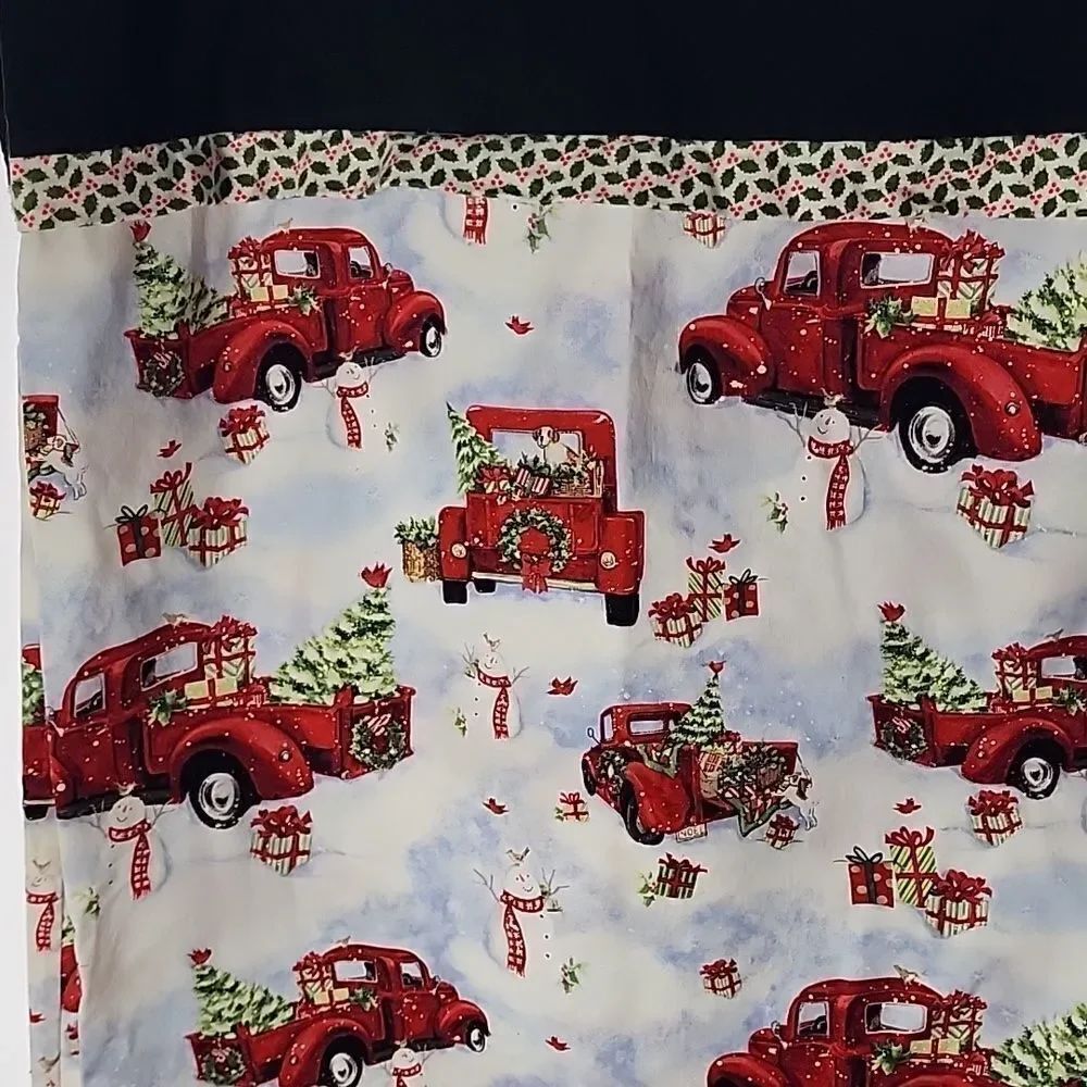 Set Of 2 Red Truck & Snowman Holly Trimmed Pillowcases